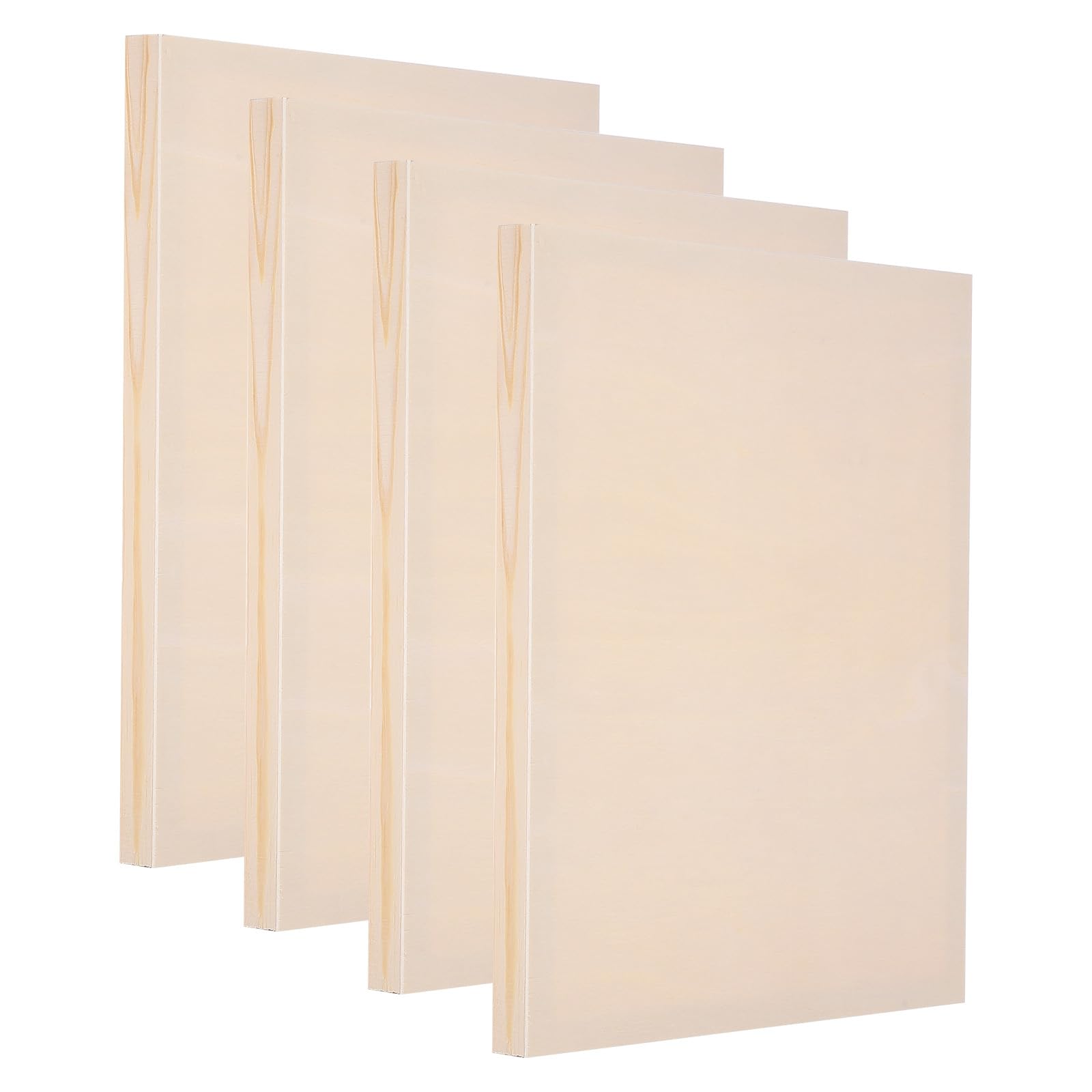 PATIKIL 12 x 10 Inch Wood Panel Board, 4 Pack Unfinished Wooden Canvas Boards Square Blank Deep Cradle Board for Painting Pouring DIY Art Use with Oils Acrylics