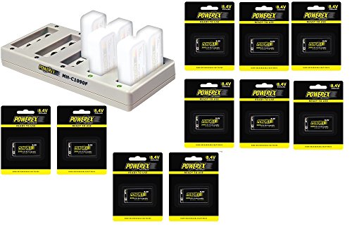 Powerex MH-C1090F Pro 10-Bank Rapid NiMH Battery Charger Bundle with Ten 8.4V Batteries