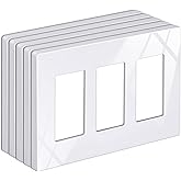 BESTTEN 5 Pack of 3-Gang Screwless Wall Plate, USWP6 Gloss Snow White Series, Decorator Outlet Cover, 11.91cm x 16.61cm, for 