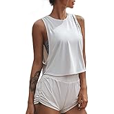 Sanutch High Neck Athletic Tops Womens Workout Tank Tops Cropped Muscle Tank for Women