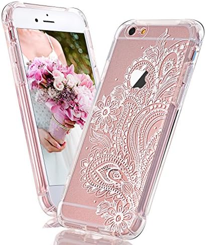 iPhone 6 6S Case, LUOLNH White Henna Mandala Transparent Clear Design TPU Bumper Protective Shockproof Back Case Cover for iPhone 6/6s (4.7 Inch)