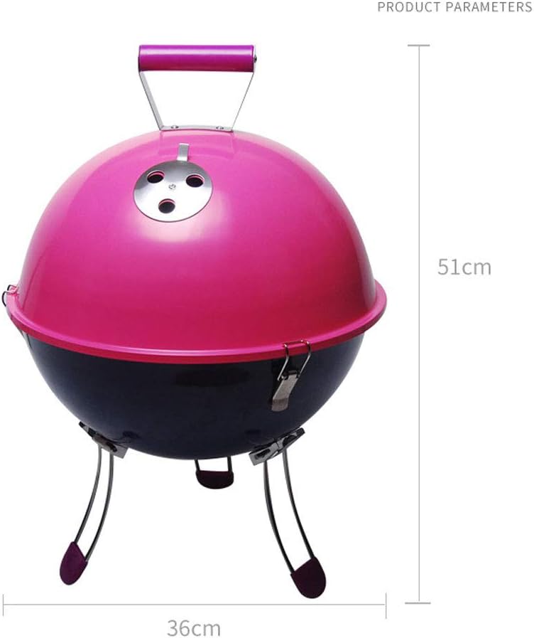 review ZJJ& BBQ Grill Round Charcoal Barbecue Grill Portable Folding Home Outdoor Grill