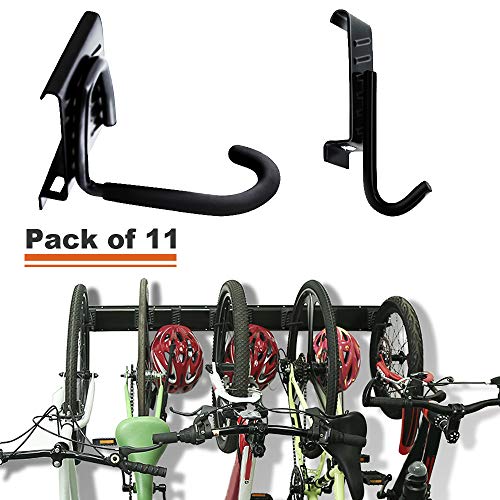 Wallmaster Bike Storage Rack 5 Bicycles Hooks Wall Mount Bike Hanger Indoor Space Saving (8 Hooks and 3 Rails)