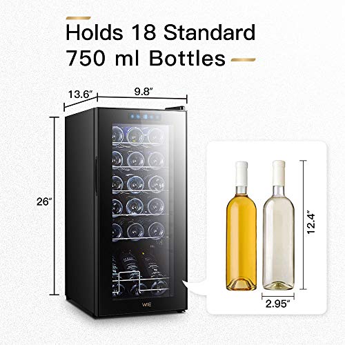 WIE 18 Bottles Wine Refrigerator Compressor System, Red and White Wine Fridge Freestanding Refrigerator Cellar with Digital Temperature Display Auto-Defrost