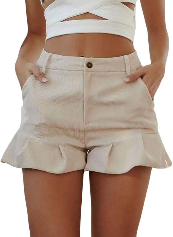 high waist ruffle shorts