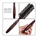 100% Natural Bristle Hair Brush with Wooden Handle - Round Comb for Hair Styling, Drying, Sculp Massage