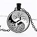 Rurah Fashion Valentine's Day Gift Antique Silver Tone Retro All Kinds of Tree of Life Time Gemstone Necklace Tree Shape Pendant,Gn2 black