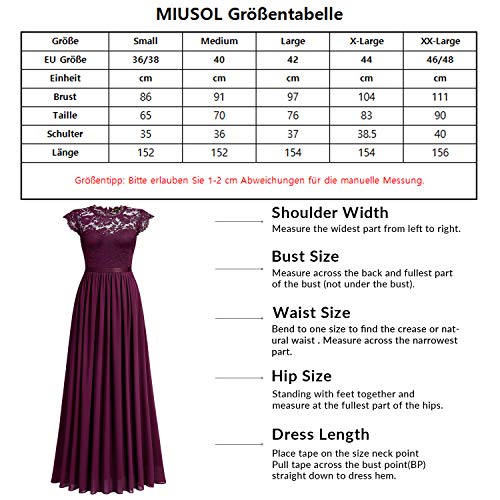 MIUSOL-Damen-Elegant-rmellos-Rundhals-Vintage-Spitzenkleid-Hochzeit-Chiffon-Faltenrock-Langes-Kleid