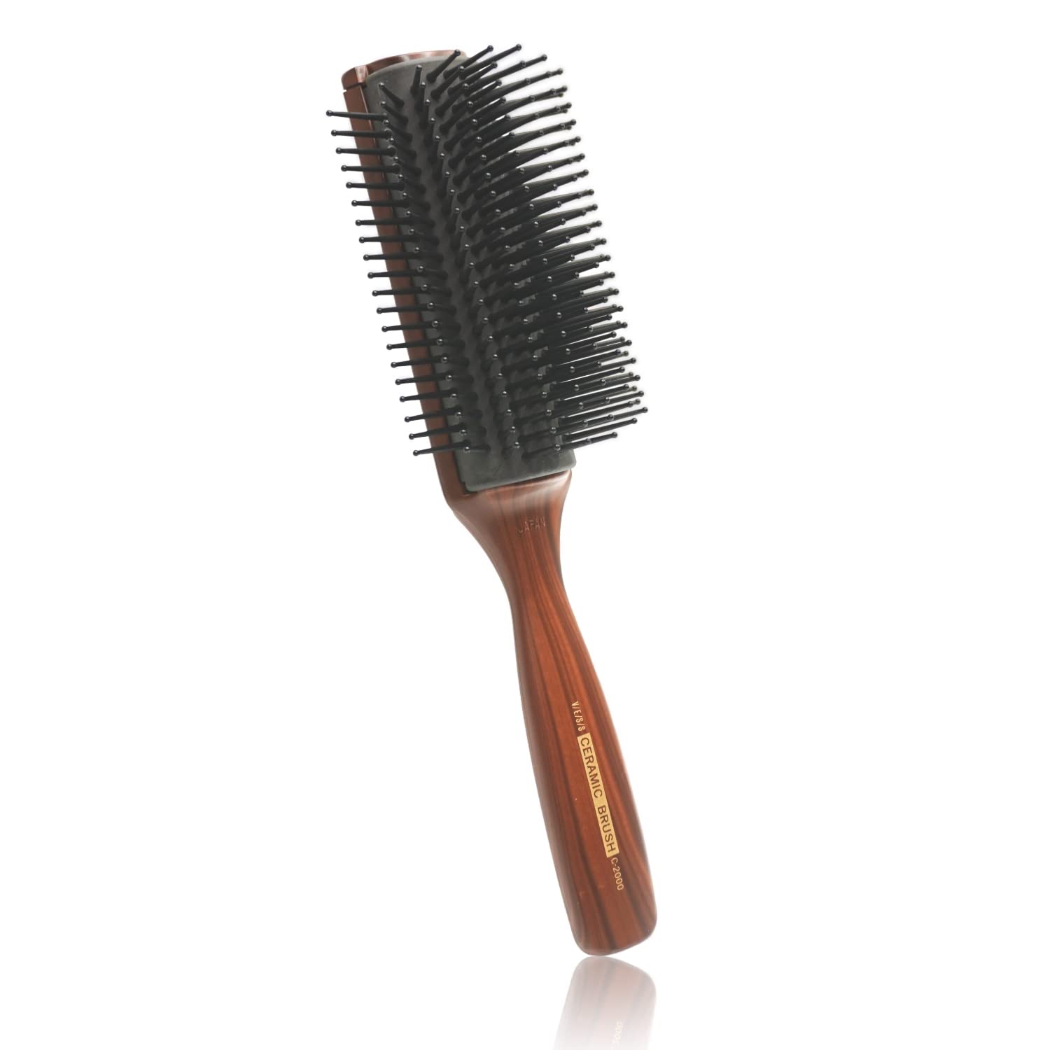 Photo 1 of Vess C-2000 Professional Hair Brush Tourmaline Ceramic 9 Row Round Tip Curved Pad Anti-static Natural Rubber Specialized Pin Structure