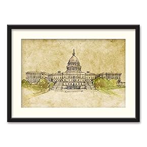 Black Framed Canvas Wall Art Architectural Drawing Home Artwork Decoration for Living Room, Bedroom - 23x31 inches
