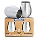 Stainless Steel Wine Glasses - Set of 2 Large & Elegant Stemless Goblets (18 oz) - Unbreakable, Shatterproof Metal Drinking Tumblers