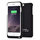 iPhone 6S Plus Charger Case External Battery Case Iphone 6s Plus 6 Plus 5.5 Inch 4000mah Backup Battery Extender Case by ISAKO Built-in Holder Retail Gift Package (Black)