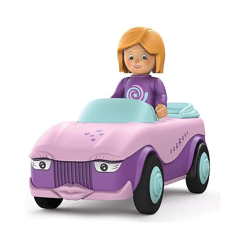 Toddys by siku 0102, Betty Blinky, 2-piece vehicle, Interconnectable, Includes movable toy figure, High-quality friction motor, Pink/Purple, 12+ months