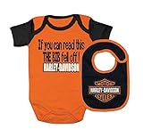Harley-Davidson Baby Boys' Interlock B&S Creeper & Bib Set Orange 3050413 (6/9M)