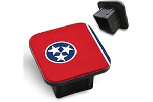 Tnomchey Flag Hitch Receiver Cover 2" Red State of Tennessee Flag USA North Country American Trailer Hitch Cover Tube Cap Rubber Universal 2 Inch Receiver Plug Insert for Trucks Cars