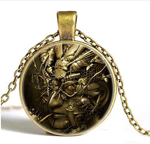 Steampunk Gift, Modern Necklace, Golden Pendant, Watch Parts Pendant, Small Necklace, Gears Jewelry, Steampunk Necklace, Resin Pendant (1)