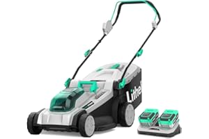 Litheli Cordless 17 Inch Electric Lawn Mower, 2 x 20V 4.0Ah Battery Powered Push Lawn Mowers with Brushless Motor, Battery & Charger Included
