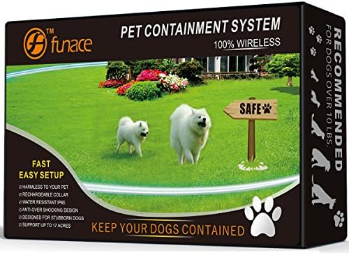 100% Wireless Pet Containment System - Safe &amp; Easy WiFi Radio Dog Fence - No Wire, No Dig, No Bury - Rechargeable and Waterproof Collar - Large Coverage Area: 40-500 Ft Radius, up to 17 Acres (Black)