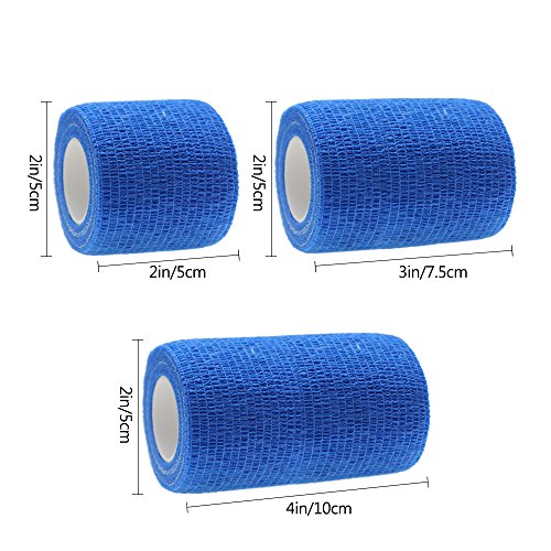 Homgaty 9 Pack Self Adherent Cohesive Wrap Bandages,Strong Sports Tape for Wrist,Ankle Sprains & Swelling,First Aid Sports Vet Tape Medical Supplies,Self Grip Roll - 2/3/4inch,White,Blue,Black