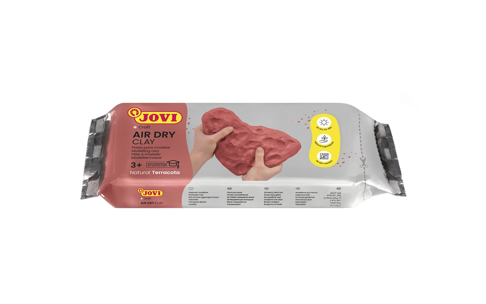 Jovi - Air Dry Modelling Clay Bar, No baking pottery clay, Terracotta colour, 250 gr, Non-toxic and Gluten free