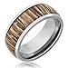 Three Keys Jewelry 8mm Titanium Ring Wedding Engagement Ring Band Silver with Real Wood Inlay Comfort Fit
