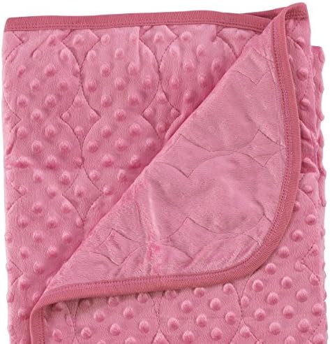 Quilted Newborn Baby Girl Blanket Swaddling Receiving Wrap Snuggle Security Stroller Car - Plush Extra Thick Double Layer Ultra Soft 100% Polyester Fiber Filling Dotted Mink Toddler Infant Sugar Pink