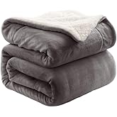 K.Garden Sherpa Fleece Throw Blanket for Couch Sofa, Super Soft Cozy Fuzzy Plush Blankets Fleece Thick Warm Blanket for Winter Reversible Thick Warm Blanket for Bed, Sofa,Grey 5060