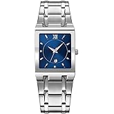 REGINALD Fashion Silver Watches for Men Square Dial Date Waterproof Analog Quartz Stainless Steel Fashion Casual Mens Business Watch