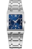 Reginald Fashion Silver Square Watches for Men Date
