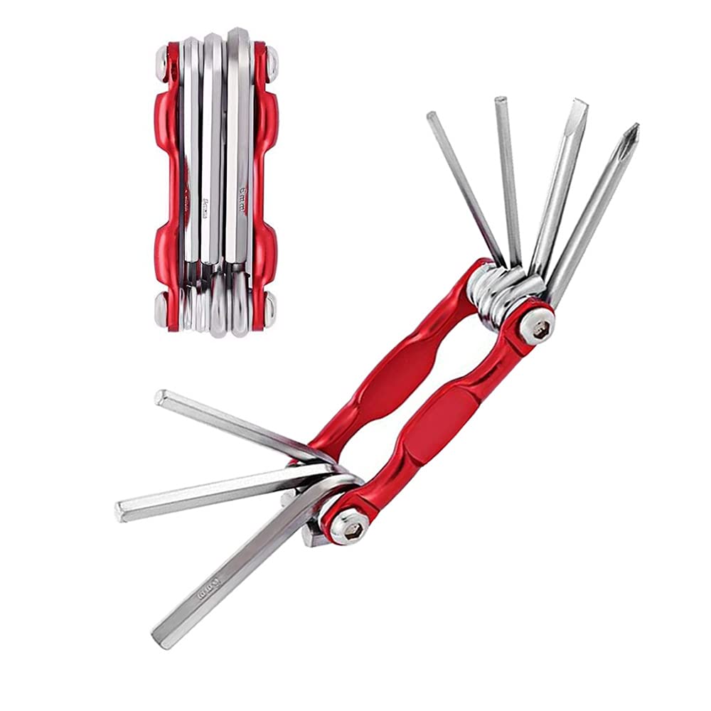 QitinDasen Bike Repair Tool Kit, Stainless Steel 7 in 1 Multifunctional MULTITOOL, Portable Foldable Tool Kit for Bicycle Maintenance and Emergency Repair