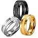 3 PCS 8mm Black Silver Gold Brick Pattern Style Wedding Band Ring, Nickel Free, Cobalt Free!