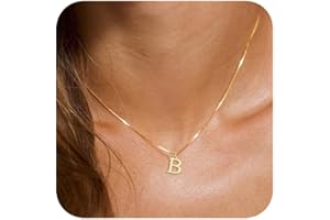 RLMOON Silver Gold Initial Necklaces for Women Dainty Letter A-Z Necklace 14K Gold Plated Tiny Initial Pendant Name Necklaces Personalized Women Gift