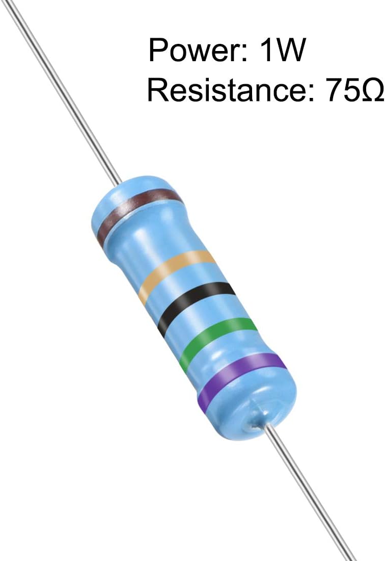 sourcing map 30Pcs 75 Ohm Resistor, 1W 1% Tolerance Metal Film Resistors, Lead, 5 Bands for DIY Electronic Projects and Experiments - Image 3