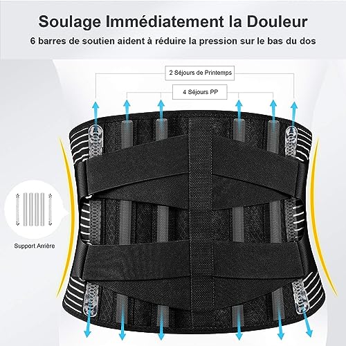 FREETOO Lumbar Belt Lumbar Support Belt Hold Lumbar Well 4 Springs Support Double Adjustable Strap for Men and Women