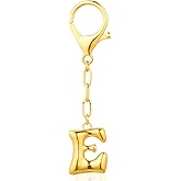 VICKHU Gold Plated Bubble Initial Letter Cute Keychain for Women Car Key Purse Decorative Keyring Handbag Charms Fashion