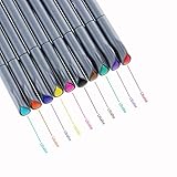 Fineliner Color Pen Set 0.38mm Fine Line Colored Drawing Pen 10-Count Assorted Colors