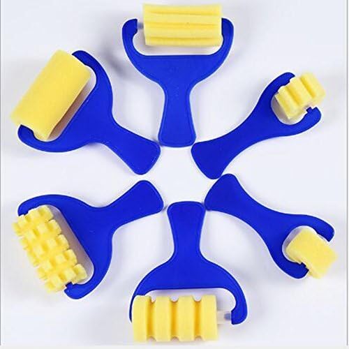 MTSZZF 6X Sponge Paint Rollers Set Plastic Handle Children DIY Brush for Kids Painting Graffiti Art Craft