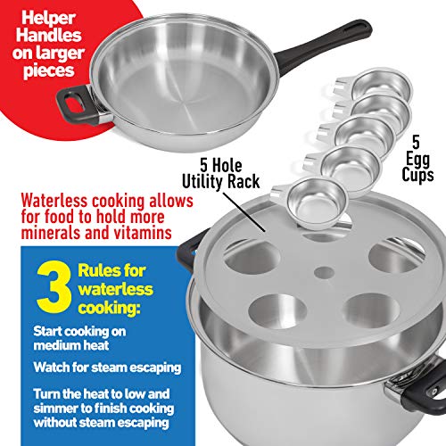 Maxam 9Element Waterless Cookware Set, Durable Stainless Steel