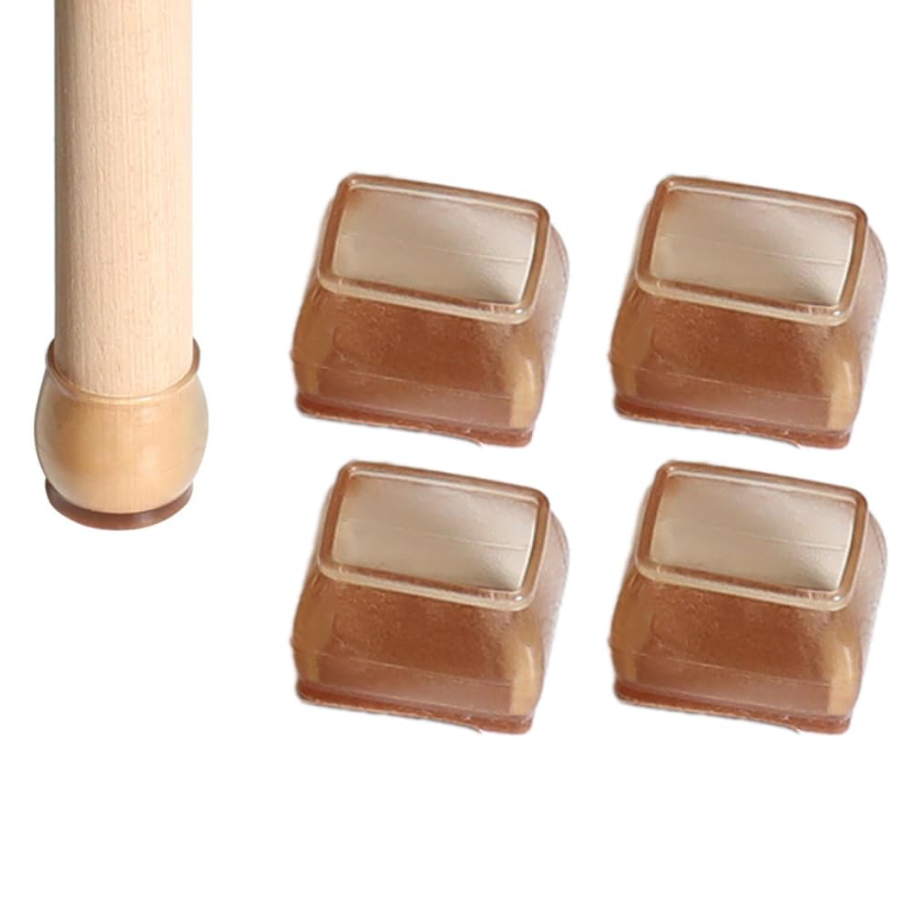 Pack of 8 Chair Leg Caps, Silicone Chair Leg Protectors, Felt Pads, Chair Legs, Chair Leg Caps for Furniture Protection, Floors, Home Felt Pads, Avoid Scratches, Brown, Rectangle Fit, 32-42 x 22-30 mm