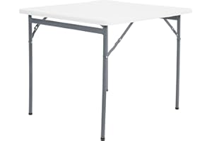 Peakform Multipurpose Banquet Squared Table Lightweight Folding Durable Desk with Secure Base for Indoor and Outdoor Events, 34 Inch, White