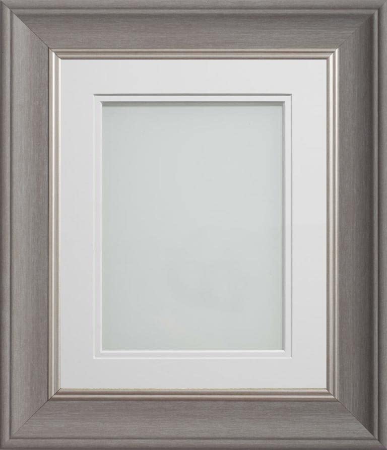 Frame Company Drummond Gunmetal Grey Photo Frame, Double White Mount, 8x6 for 6x4 inch, fitted with perspex