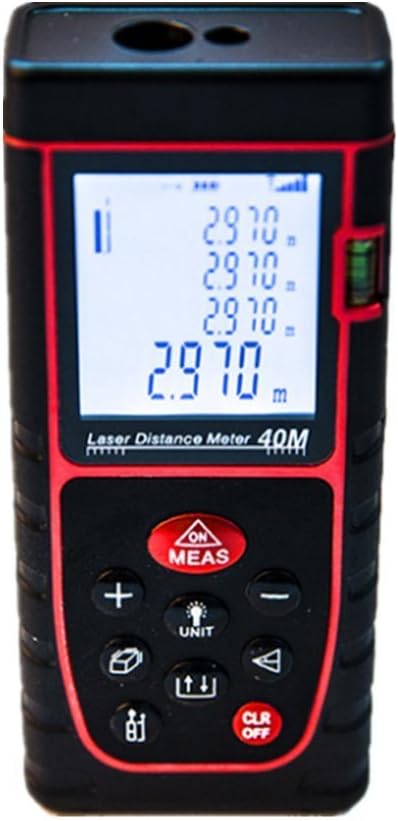 DAXGD Portable Digital Laser Distance Meter, Rangefinder 40m with Bubble Level, High Precision Measurement Range and Large Backlit LCD Display for Measuring Distance, Area and Volume