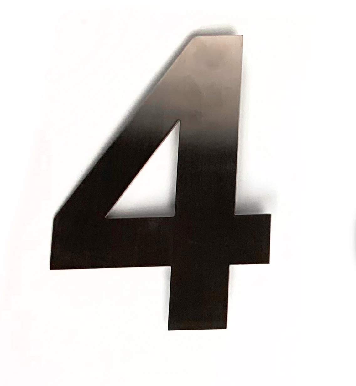 ASC FLOATING HOUSE NUMBER - Number 4 (Four) - Brushed Stainless Steel House/Door Number - 6" / 15cm Tall
