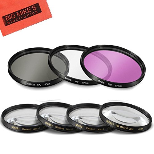 67mm Multi-Coated 7 Piece Filter Set Includes 3 PC Filter Kit (UV-CPL-FLD-) And 4 PC Close Up Filter