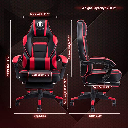 KILLABEE Massage Gaming Chair Racing Computer Desk Office Chair HighBack Swivel Recliner Chair