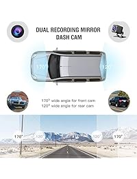 Jeemak   Cámara de seguridad de 4,3" con pantalla táctil, cámara de salpicadero 1080P, vista trasera y delantera, grabadora de doble lente con cámara de marcha atrás resistente al agua