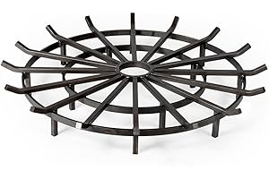TITAN GREAT OUTDOORS Ash & Ember 40" Wagon Wheel Fire Pit Grate, High Efficiency & Smoke-Reducing Firewood Grate, Heavy Duty Woodburning Fireplace Grate, Round Spider Log Grate for Stove, Fire Pit & Fireplace