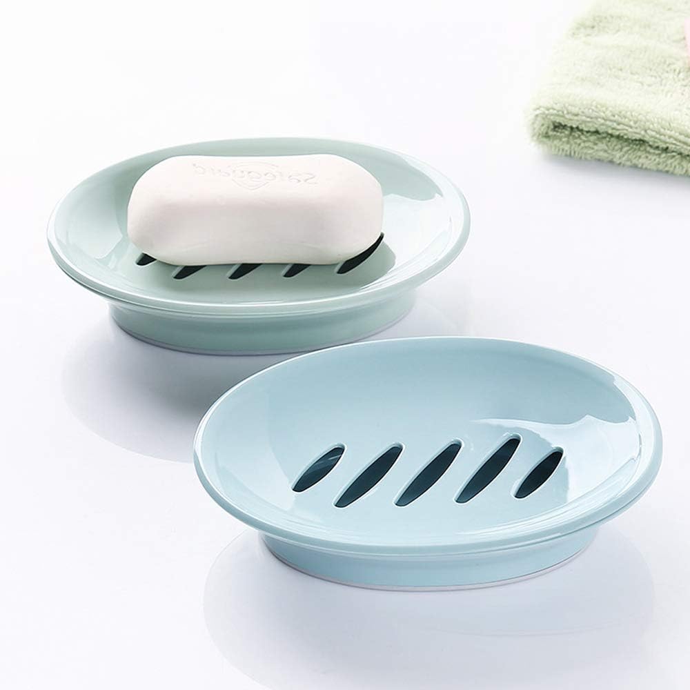 DaKuan 4 Pack Removable Soap Drainers Plastic Soap Holder, Soap Saver Box Container for Bathroom (Pink, Blue, Green, Khaki): Home & Kitchen