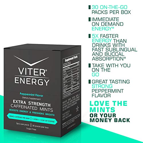 Viter Energy Caffeinated Mints Extra Strength 80mg Caffeine, B
