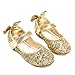 YING LAN Girl Round-Toe Sparkle Bowknot Ballet Ballerina Flat Shoes Gold